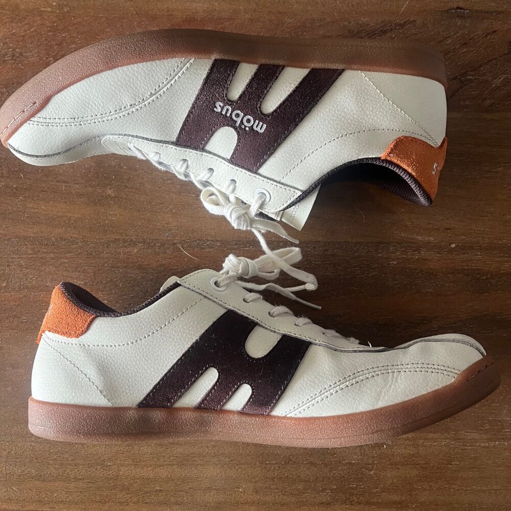 Mobus Mens  7 Low Top Sneaker Shoes Leather‎ EU39 Casual Cream Brown Ortholite